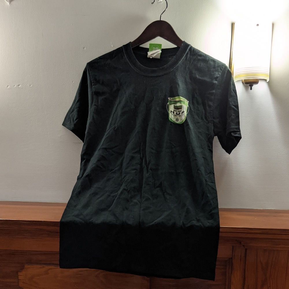 HUF Black Tee with Green Logo